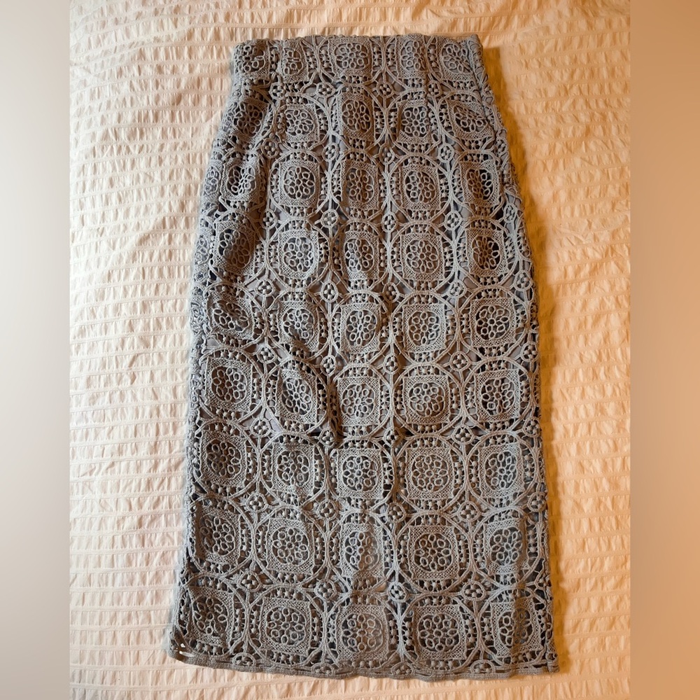 Zara light blue Lace Jacket skirt, high rise